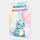 キュート恐竜ボーイハッピーバースデーカラフルパーティー アクリルサイン (傾斜)