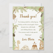 キュート恐竜ボーイバースデーパーティーサンキューカード 招待状 (正面)