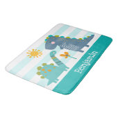 キュート恐竜ボーイブルーストライプおもしろいかわいい バスマット (アングル)