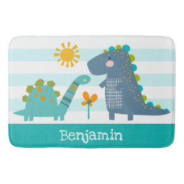キュート恐竜ボーイブルーストライプおもしろいかわいい バスマット