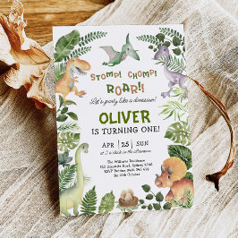 キュート恐竜ボーイ誕生日ジュラシックディノパーティー 招待状