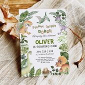 キュート恐竜ボーイ誕生日ジュラシックディノパーティー 招待状