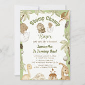 キュート恐竜ボーイ誕生日ディノパーティー 招待状 (正面)