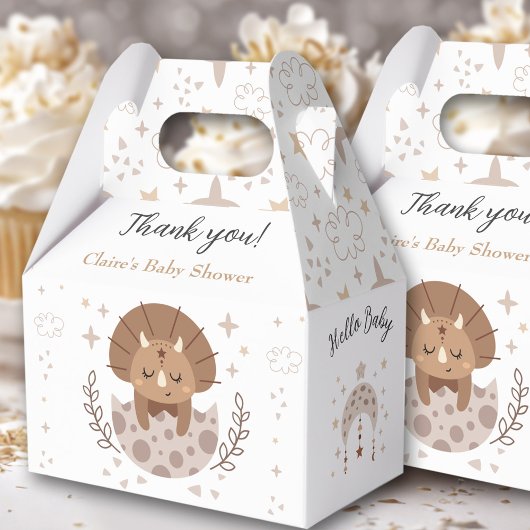 キュート恐竜モダンボホニュートラルベビーシャワー フェイバーボックス