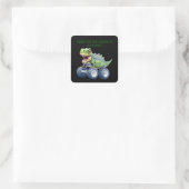 キュート恐竜モンスタートラックのパーソナライズされた誕生日 スクエアシール (バッグ)