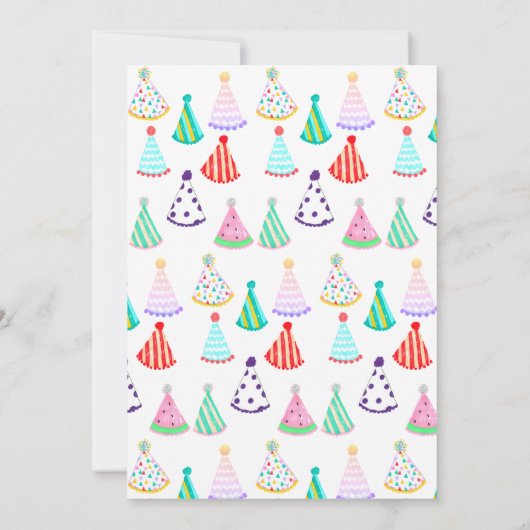 キュート恐竜ユニコーンケーキキャンドルジョイント誕生日 招待状 (裏面)