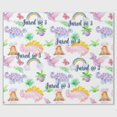 キュート恐竜レインボーウォーター子供の誕生日 ラッピングペーパー (フラット)