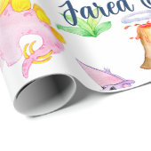 キュート恐竜レインボーウォーター子供の誕生日 ラッピングペーパー (ロールコーナー)