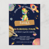 キュート恐竜レインボー銀河系宇宙誕生日パーティー ポストカード (正面)