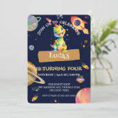 キュート恐竜レインボー銀河系宇宙誕生日パーティー 招待状 (スタンド正面)