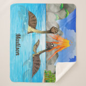 キュート恐竜名前をカスタムする毛布 シェルパブランケット (正面)