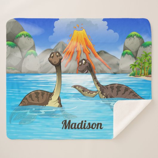 キュート恐竜名前をカスタムする毛布 シェルパブランケット (正面(横))