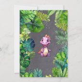 キュート恐竜子供の誕生日ディノシャルボードボーイ 招待状 (裏面)