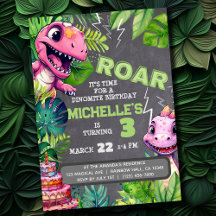 キュート恐竜子供の誕生日ディノシャルボードボーイ