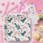 キュート恐竜子供の誕生日パーティー ペーパープレート (パーティー)