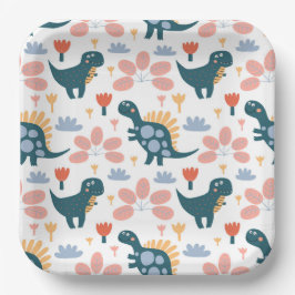 キュート恐竜子供の誕生日パーティー ペーパープレート