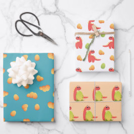 キュート恐竜子供の誕生日パーティー ラッピングペーパーシート