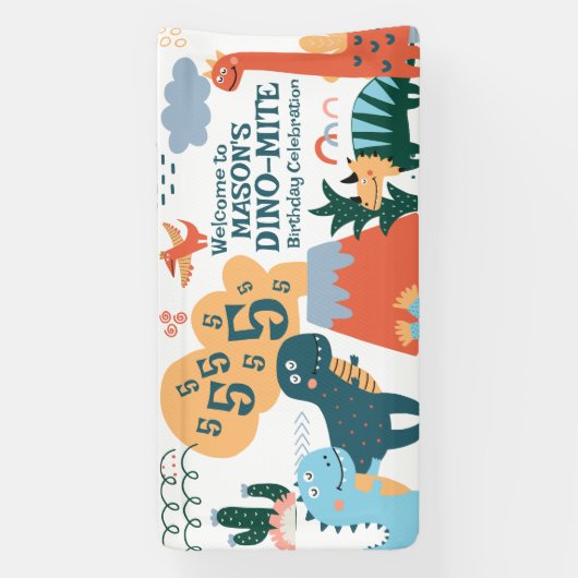 キュート恐竜子供の誕生日パーティー 横断幕 (縦)
