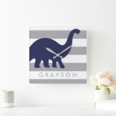 キュート恐竜子供部屋壁時計 – 恐竜ベビー スクエア壁時計 (ホーム)