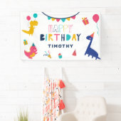 キュート恐竜誕生日カラフルお洒落 横断幕 (インサイチュ)