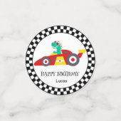 キュート恐竜誕生日レーシングカーボーイの子供の名前 コンフェッティ (スモール正面)