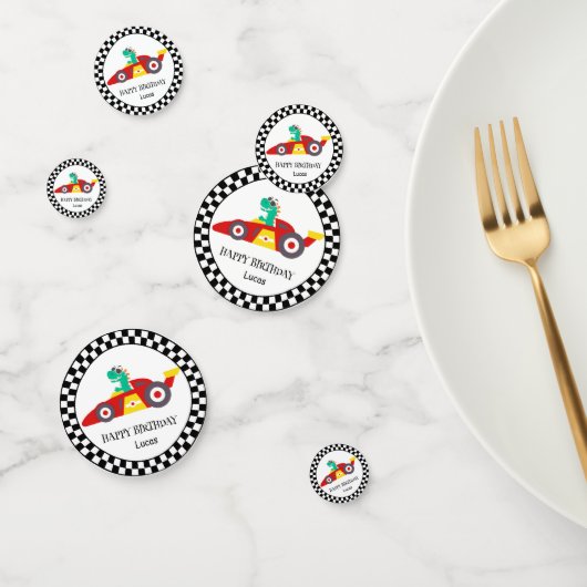 キュート恐竜誕生日レーシングカーボーイの子供の名前 コンフェッティ (グループ)