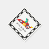 キュート恐竜誕生日レーシングカーボーイの子供の名前 スタンダードカクテルナプキン (角)