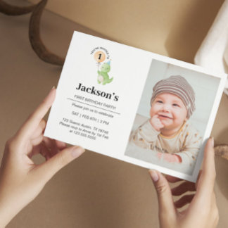 キュート恐竜誕生日招待状 招待状