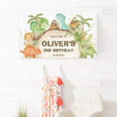 キュート恐竜誕生日赤ちゃんシャワー背景 横断幕 (インサイチュ)