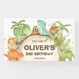 キュート恐竜誕生日赤ちゃんシャワー背景 横断幕