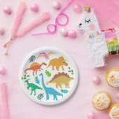 キュート恐竜誕生日 カラフル ペーパープレート (パーティー)