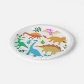 キュート恐竜誕生日 カラフル ペーパープレート (アングル)