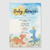 キュート恐竜遊の少年の赤ちゃんシャワー招待状 マグネット招待状 (正面)