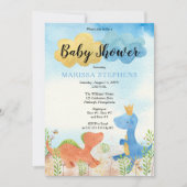 キュート恐竜遊の少年の赤ちゃんシャワー招待状 招待状 (正面)