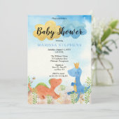 キュート恐竜遊の少年の赤ちゃんシャワー招待状 招待状 (スタンド正面)