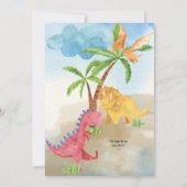 キュート恐竜遊の少年の赤ちゃんシャワー招待状 招待状 (裏面)