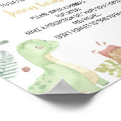 キュート恐竜1歳の誕生日のカプセルサイン ポスター (角)