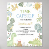 キュート恐竜1歳の誕生日のカプセルサイン ポスター (正面)