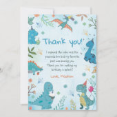 キュート恐竜1歳の誕生日パーティー サンキューカード (正面)