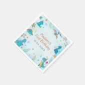 キュート恐竜1歳の誕生日パーティー スタンダードカクテルナプキン (角)