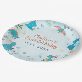 キュート恐竜1歳の誕生日パーティー ペーパープレート (アングル)