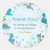 キュート恐竜1歳の誕生日パーティー ラウンドシール (正面)