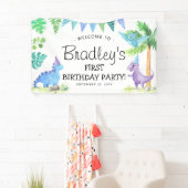 キュート恐竜1歳の誕生日パーティー 横断幕 (インサイチュ)