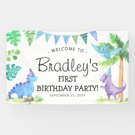 キュート恐竜1歳の誕生日パーティー 横断幕
