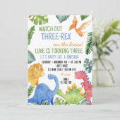 キュート恐竜3レックス誕生日招待状 招待状 (スタンド正面)