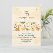 キュート恐竜3位誕生日ディノパーティー 招待状 (スタンド正面)