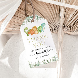 キュート恐竜、Tレックス、ジュラシック、ファースト誕生日 ギフトタグ