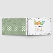 キュート恐竜、Tレックス、ジュラシック、ファースト誕生日 ゲストブック (全面)