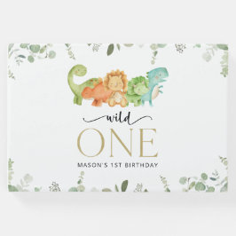 キュート恐竜、Tレックス、ジュラシック、ファースト誕生日 ゲストブック