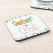 キュート恐竜、Tレックス、ジュラシック、ファースト誕生日 コースター (左側)